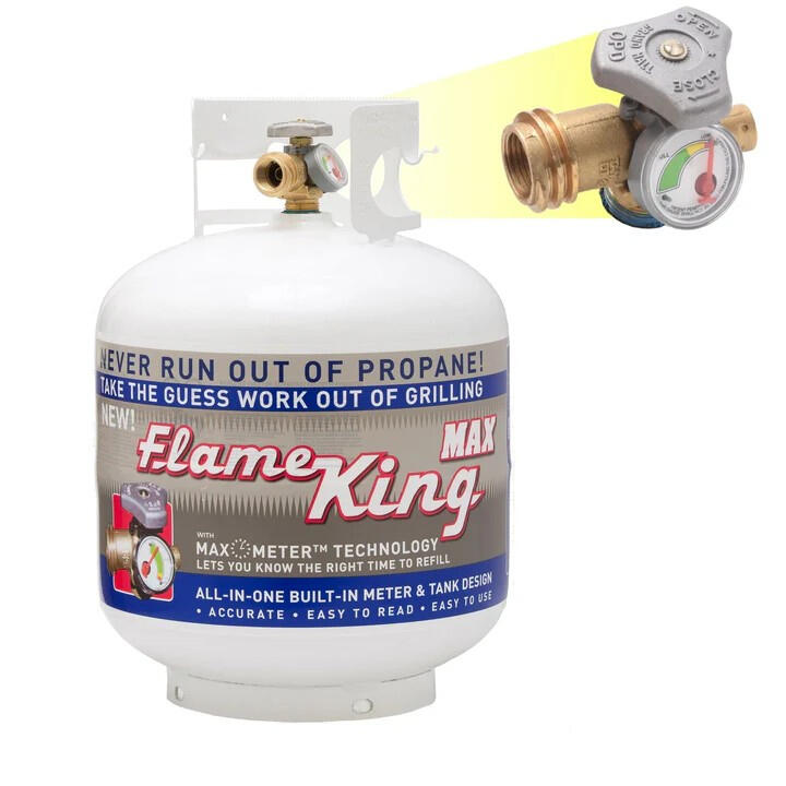 Flame King refillable 20lb propane tank with gas level gauge for grill heater and outdoor propane use